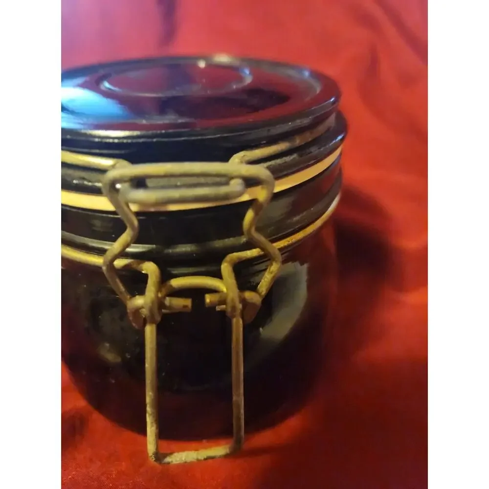 Vintage Anchor Hocking Black Ceramic Latch lid Canister, Crock